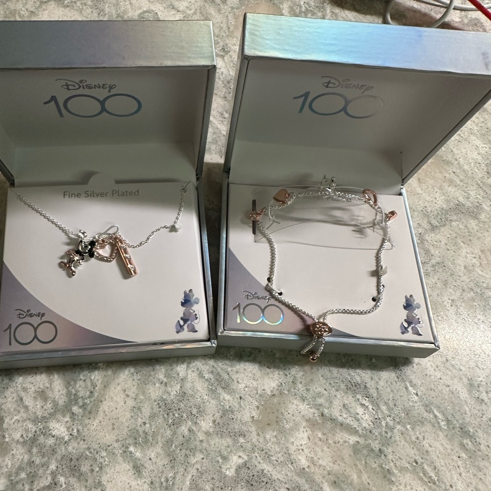 Disney 100 years of wonder bracelet and necklace set Mickey Minnie Mouse